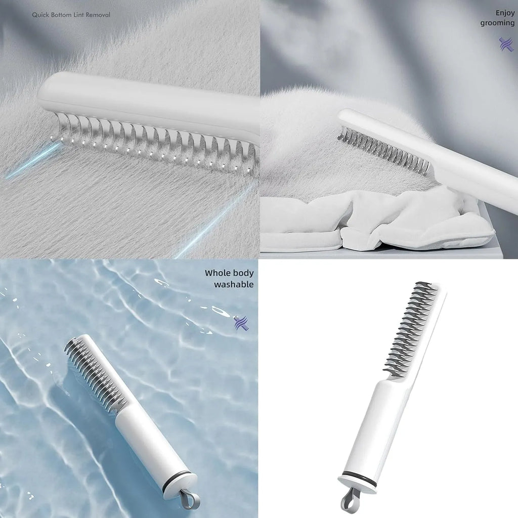 Pink and white stainless steel dematting comb grooming brush for dogs with comfortable handle