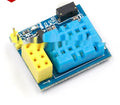 Compact DHT11 temperature and humidity WiFi node module on a white background.