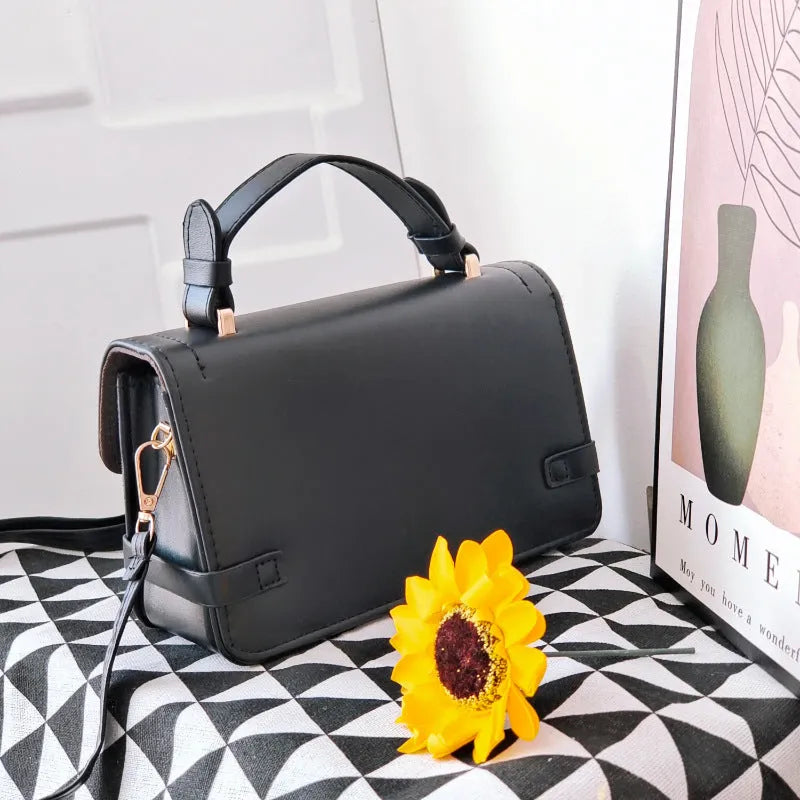 Retro small square pattern ethnic crossbody bag in PU material with floral stitching details