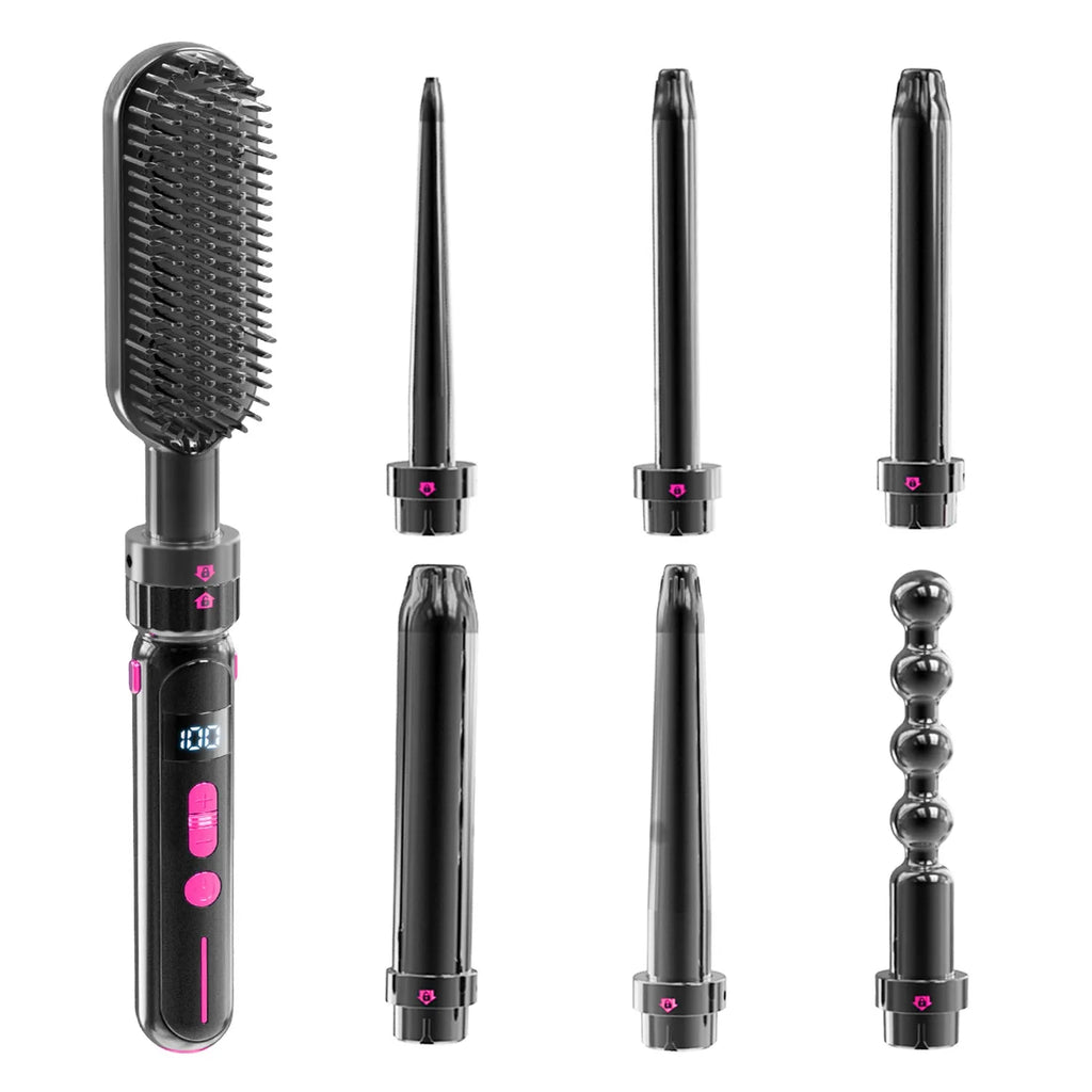 Black ceramic curly hair sticks with dual-purpose roll and straight function, 21-30mm diameter, spray coating shell