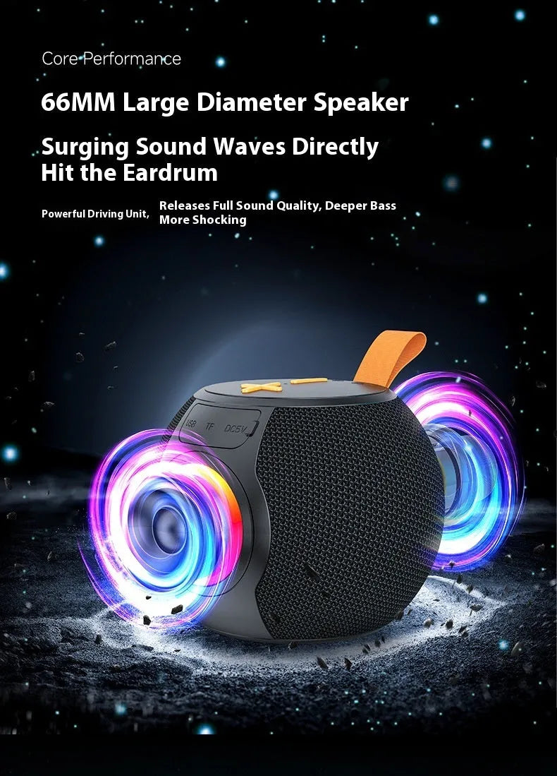 Black portable Bluetooth speaker with RGB lamp waterproof TWS 5W