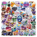 Colourful tea cup graffiti design waterproof stickers, 50-piece pack for scooter and luggage decoration.