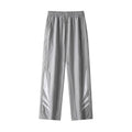 Men's straight leg casual trousers in black with elastic waistband and straight leg opening
