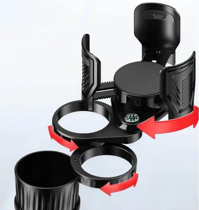 One Point Four Drink adjustable car cup holder with retractable base in carbon fibre black