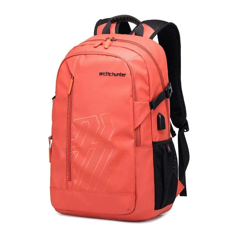 Blue plaid pattern 18 inch casual computer backpack with curved shoulder straps