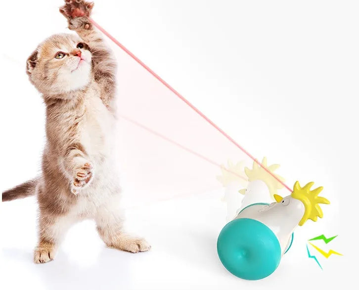 Electric cat toy with cat-calling switch and infrared light in orange plastic, with self-balance base