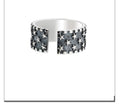 925 sterling silver adjustable geometric star ring with five-pointed pattern
