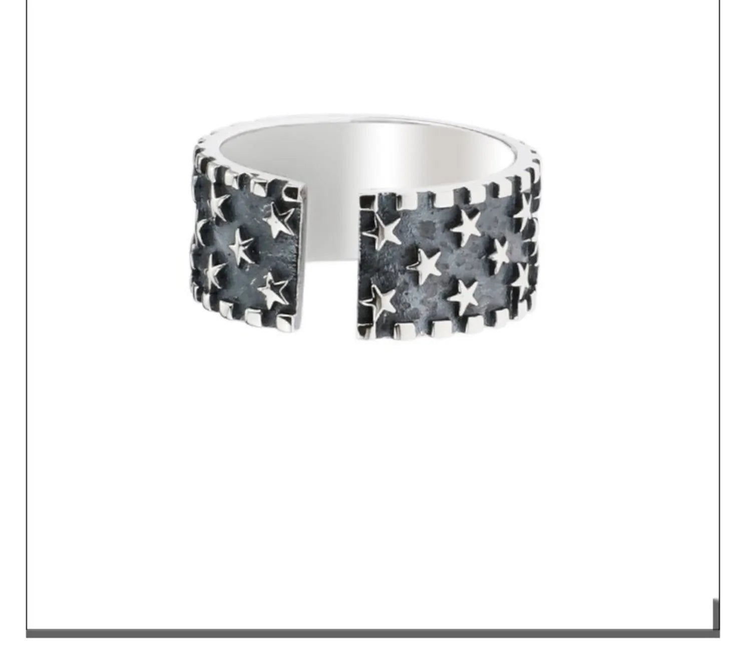 925 sterling silver adjustable geometric star ring with five-pointed pattern