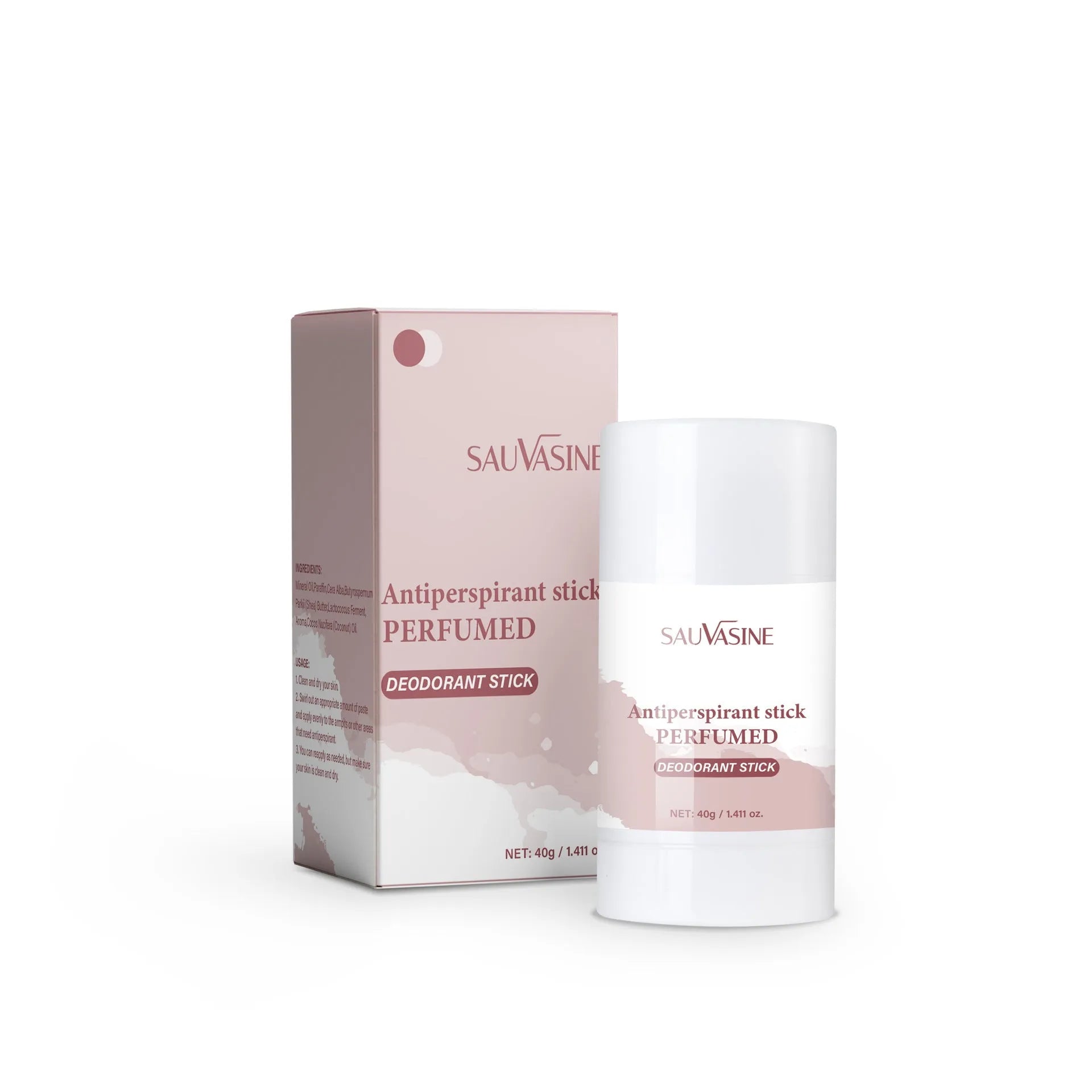 40g antiperspirant deodorant stick in packaging for women and all skin types.