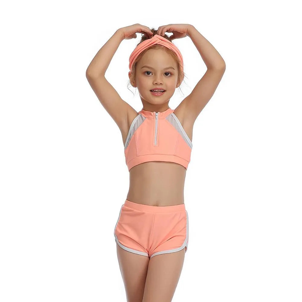 Nylon parent-child swimwear set in leopard print with matching adult and child sizes