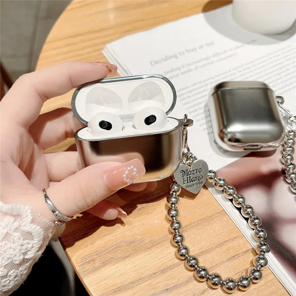 Matte plating TPU protective cover case for Apple AirPods shown in electroplated finish