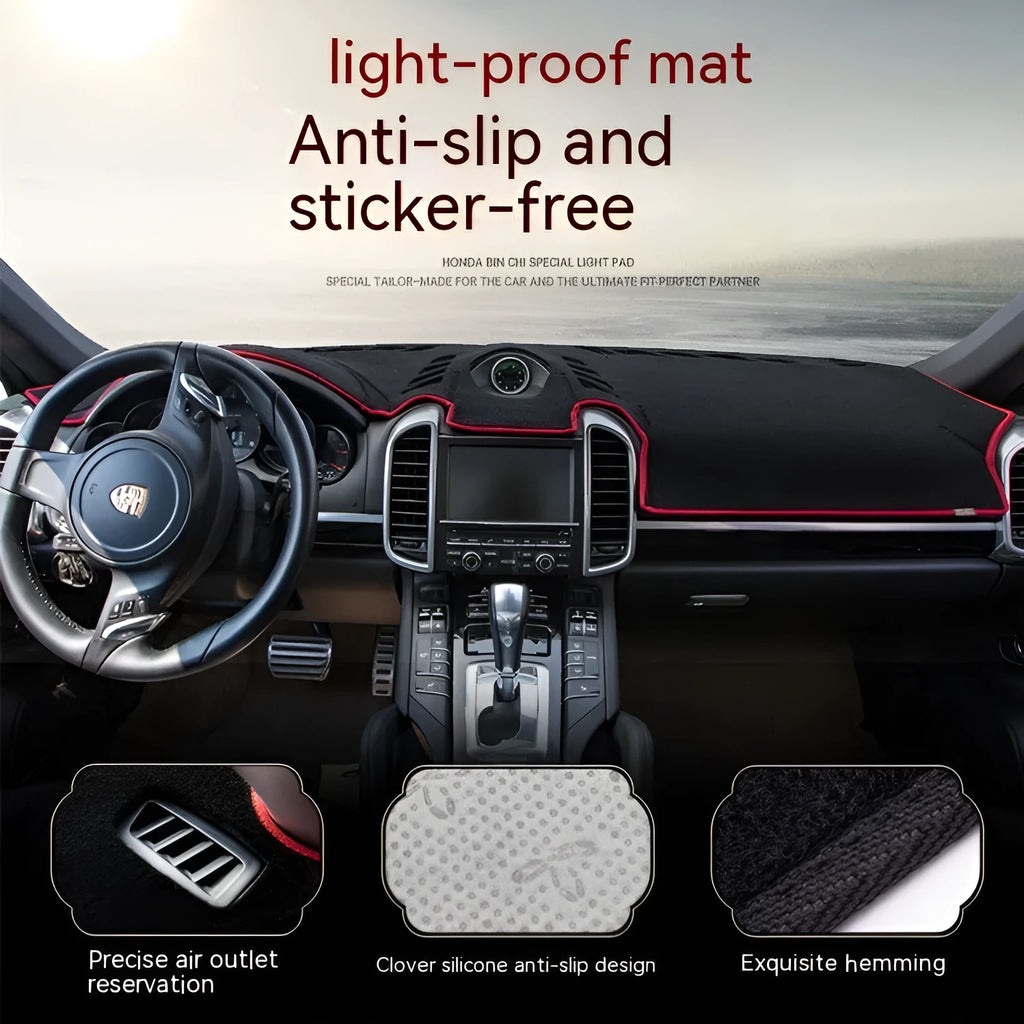 Silicone dashboard pad for old Prado vehicle in black with coloured edge options on instrument panel.