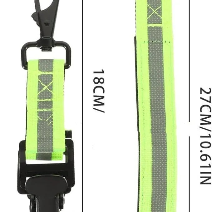 Fluorescent green metal safety glove clip with reflective nylon lining for workwear