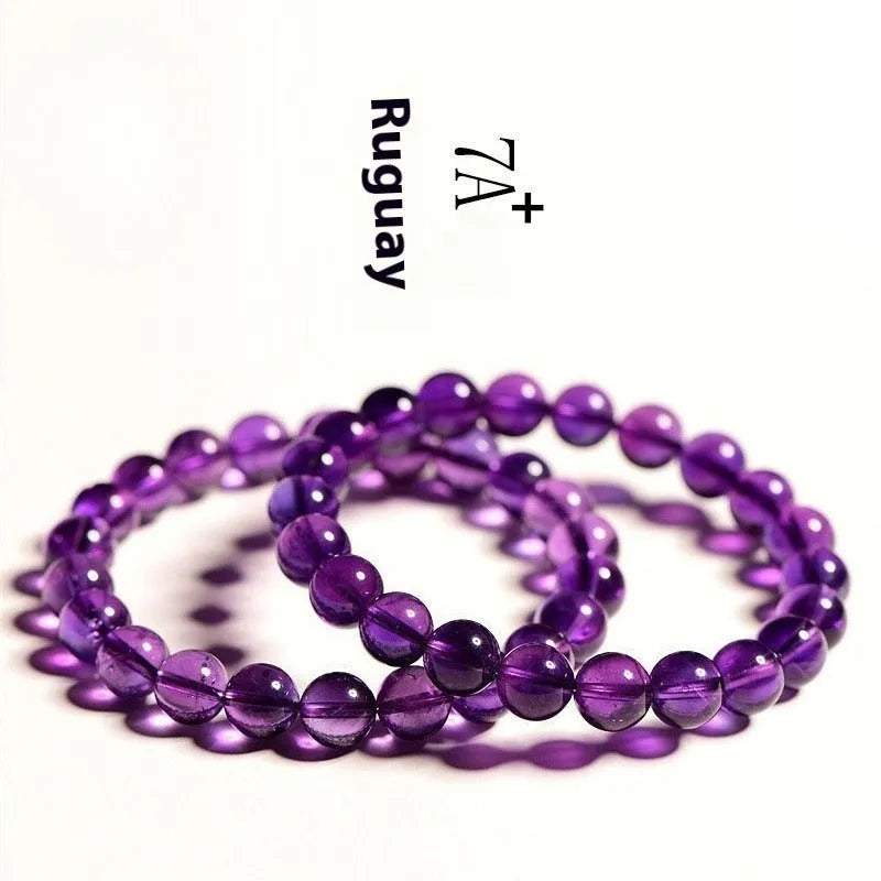 Natural Uruguayan amethyst bracelet with scattered polished beads in multiple size options