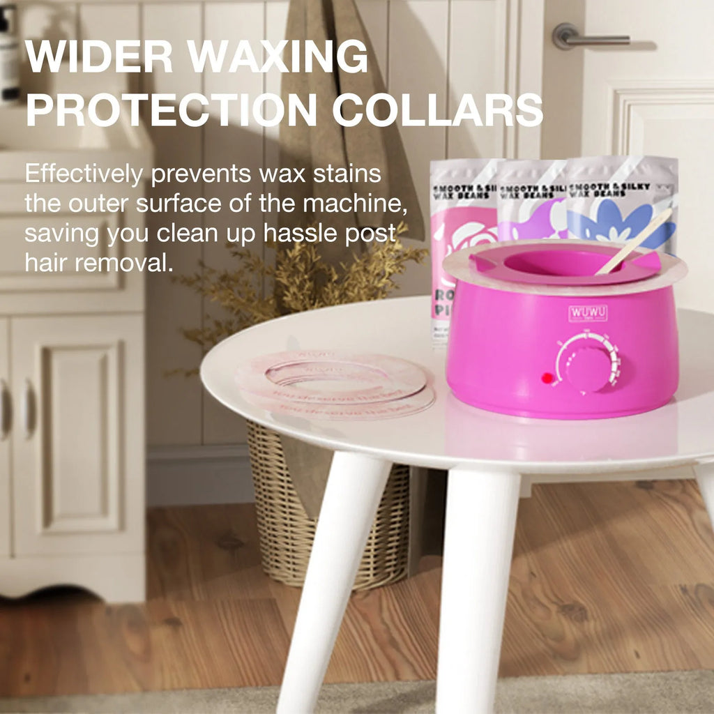 Professional waxing kit with hard wax beans, pink wax warmer, applicator sticks, lotion and ice masks.