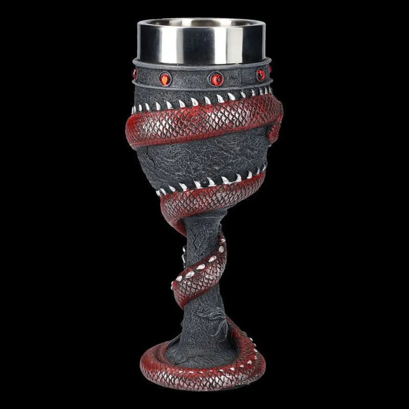 Chinese dragon design 3D relief red wine glass in stainless steel and resin with 200ml capacity