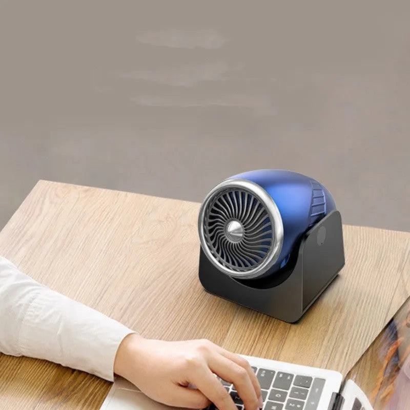 12v car heating fan with 180-degree rotation in navy blue colour for interior warming and window defrosting