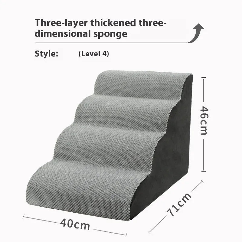 Wave pet stairs for small dogs in cloth fabric with multi-level slope options and colour choices including beige, gray, black, khaki, and tiger embroidery