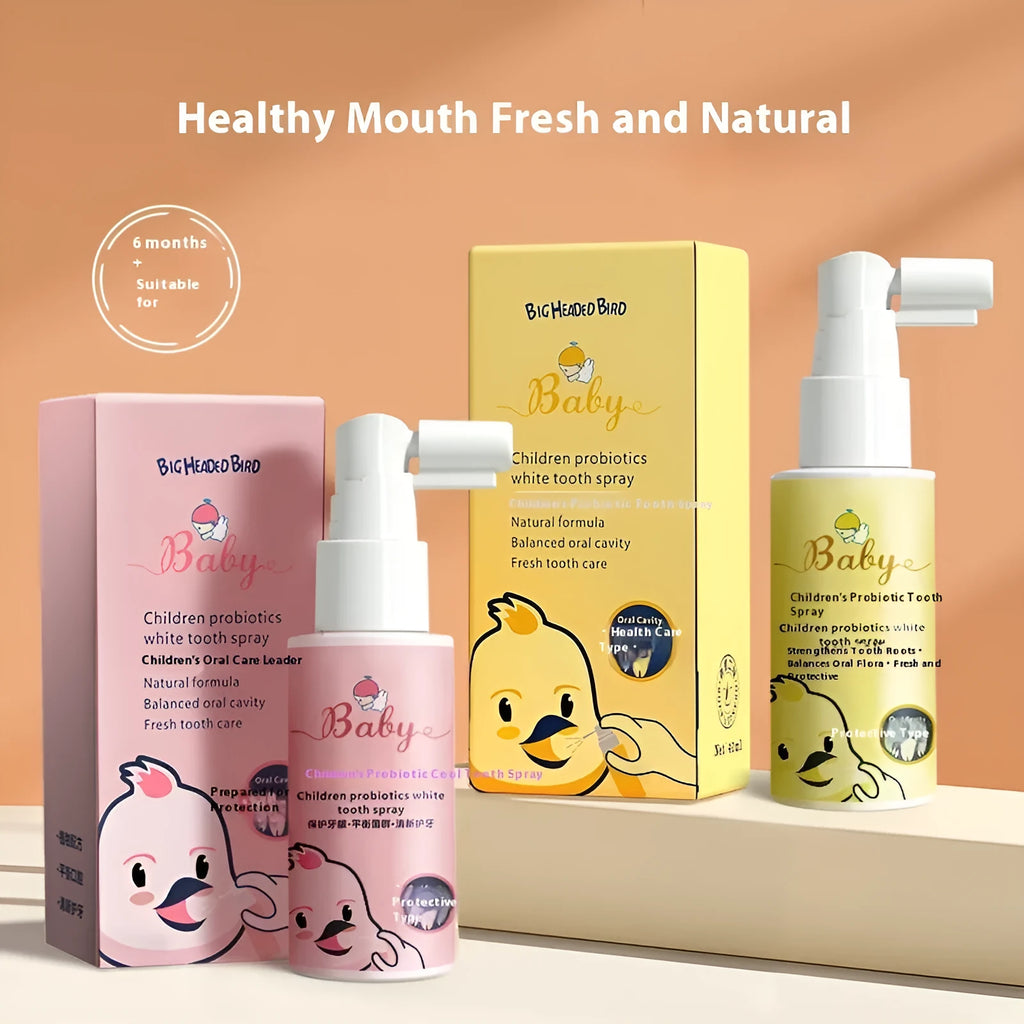 Children's probiotics white teeth cleaning spray bottle with anticavity protection