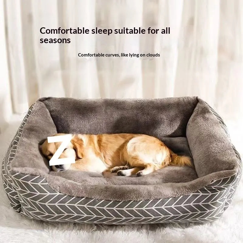 Thickened pet bed in Nordic Style Gray for dogs and kittens, all seasons, available in sizes L to 3XL