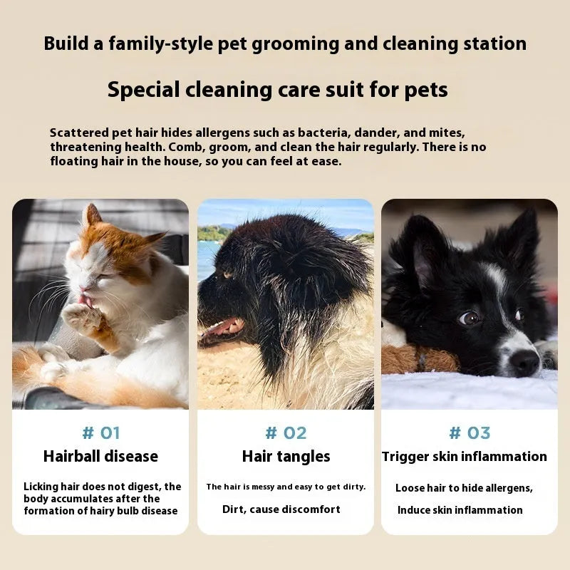 Pink and white pet grooming vacuum cleaner with electric shears, 3000mL dust cup, and grooming attachments