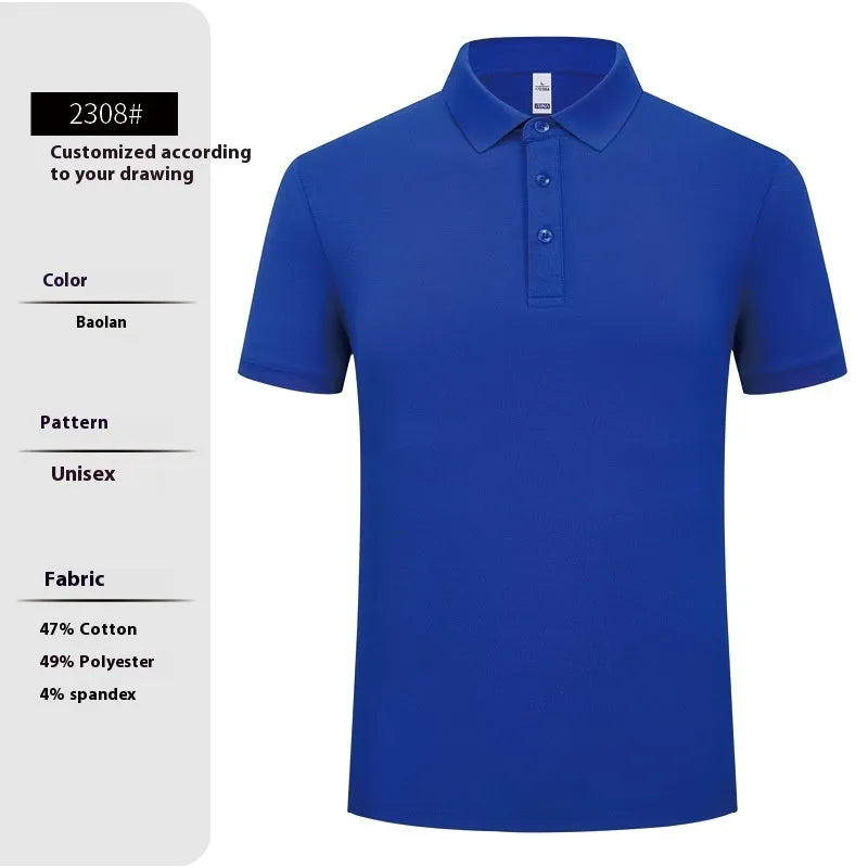 High-end workwear polo shirt for men summer short sleeve cotton blend solid colour regular fit