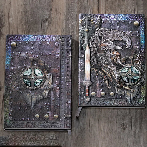 A5 leather notebook with 3D warriors relief embossing on cover showing bronze colour option