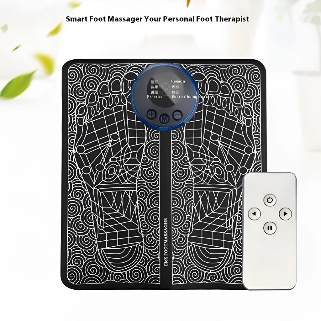 Remote control foot massage cushion with LCD display and leather surface