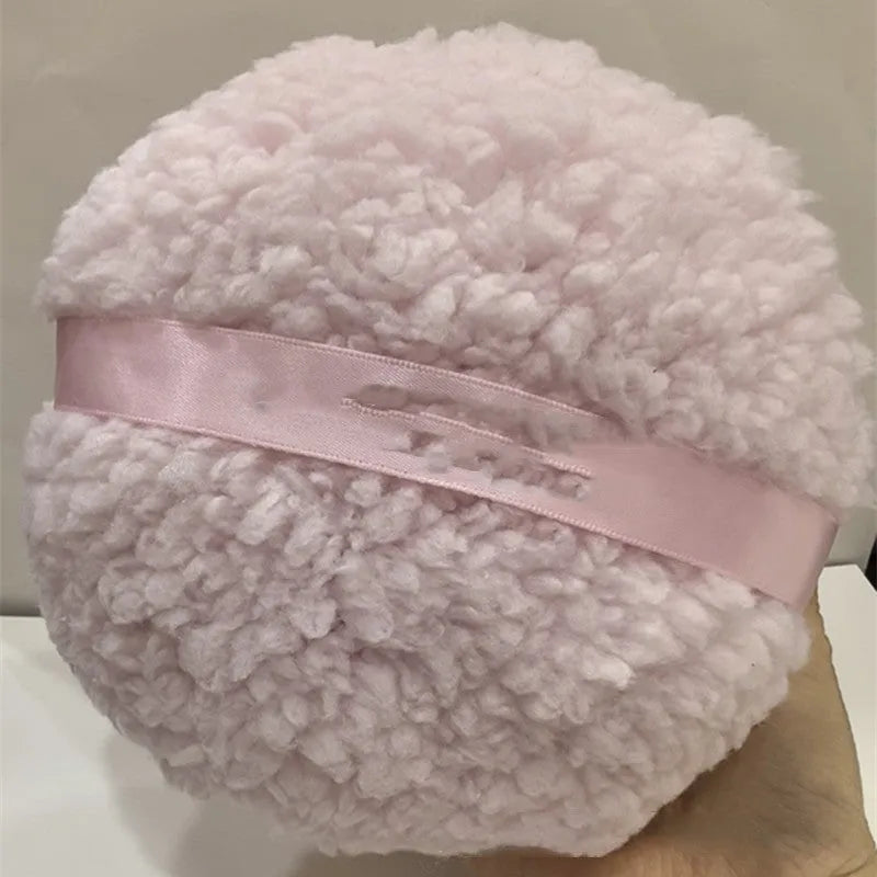 Oversized 150x75mm white skin colour plush powder puff for makeup application