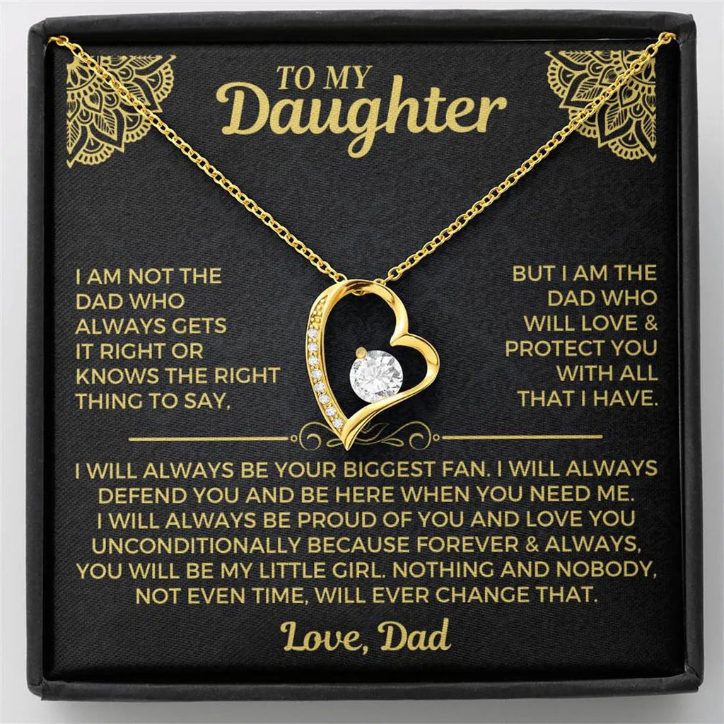 Hollow heart-shaped pendant necklace in gold or silver finish with gift box and card.