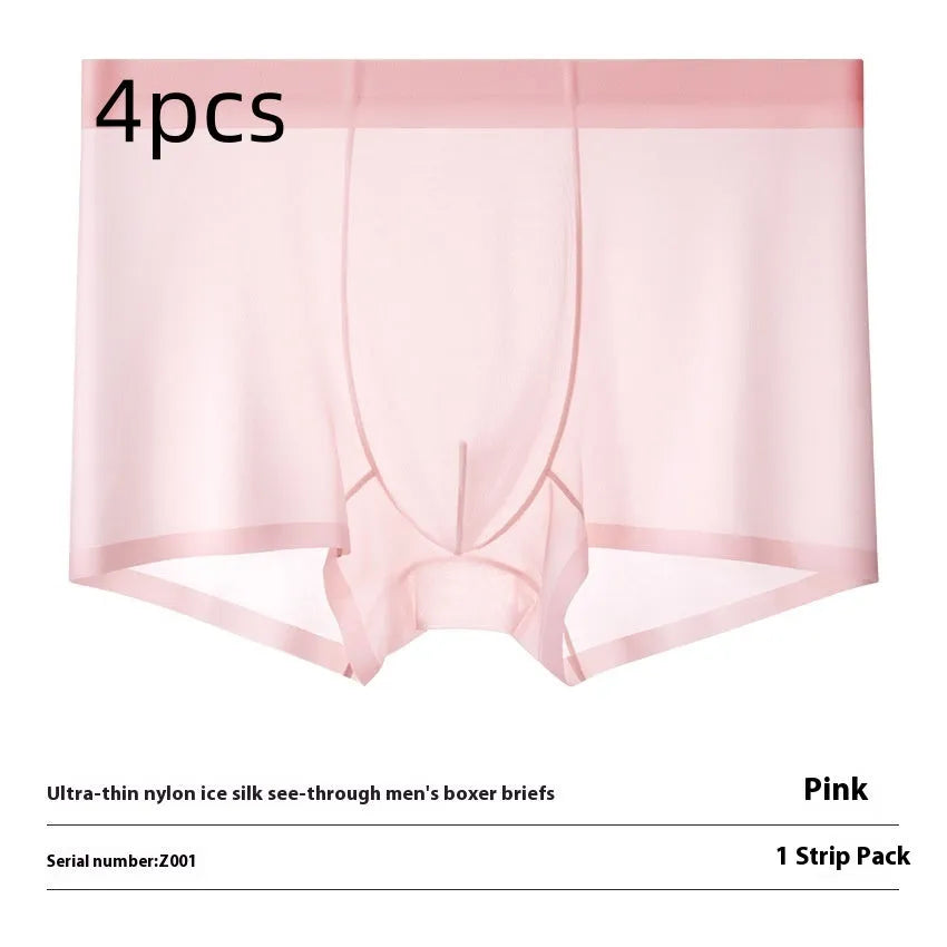 Ice silk breathable boxer briefs in multiple colours with seamless design for summer wear
