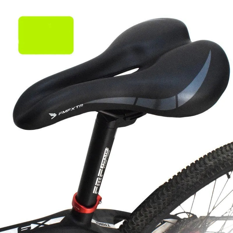 Bicycle seat cushion with hollow design and PU leather cover measuring 270mm by 180mm