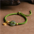 Hand-woven corn knot women's bracelet with Hetian jade peace buckle and silver safety buckle closure