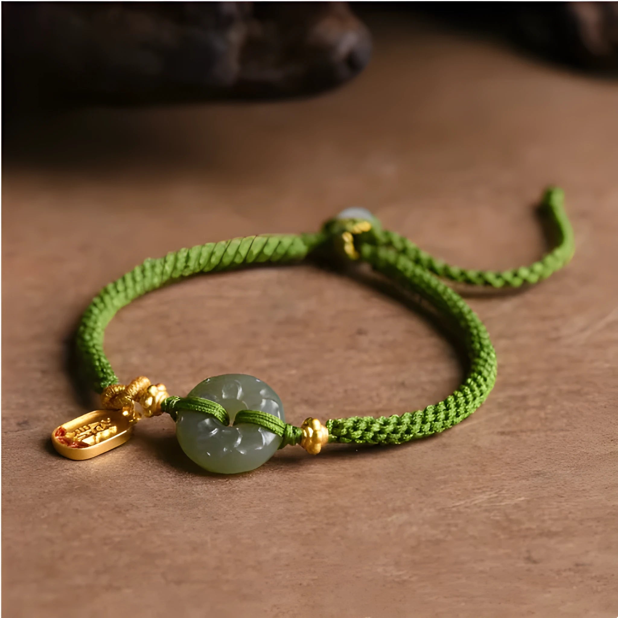 Hand-woven corn knot women's bracelet with Hetian jade peace buckle and silver safety buckle closure