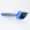 Double-sided soft pet comb with self-cleaning bristles, large size, blue, for cats and dogs