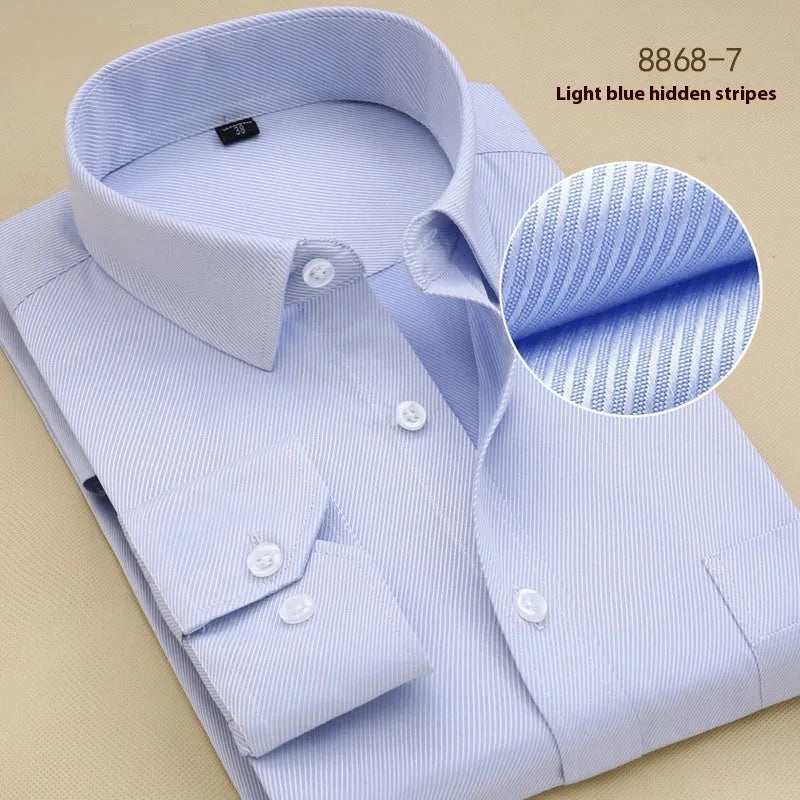 Men's black slim fit cotton business shirt with long sleeves and cardigan style