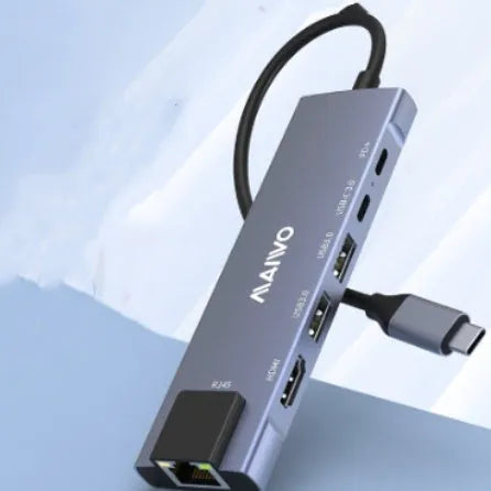 Steam Deck six-in-one docking station with aluminium alloy shell showing HDMI, Ethernet, and USB ports