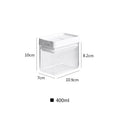 White transparent plastic grain storage container with Japanese design