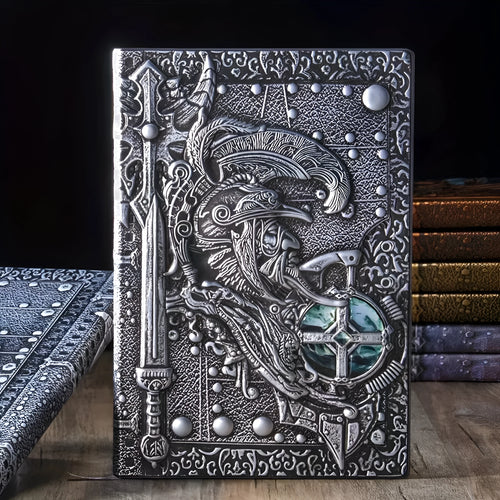 A5 leather notebook with 3D warriors relief embossing on cover showing bronze colour option