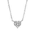 Silver-coloured copper necklace with heart-shaped pendant, simple style design for women
