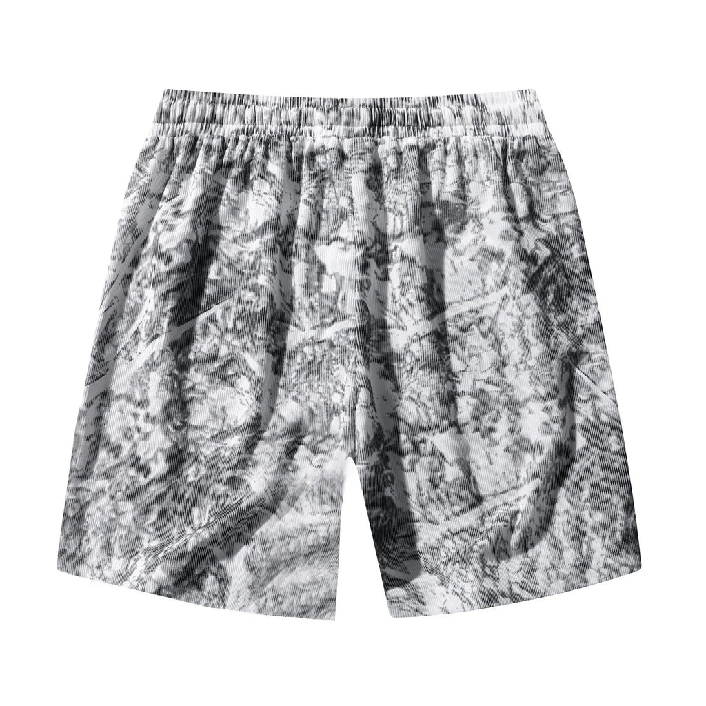 Men's camouflage pattern corduroy athletic shorts with straight leg and high waist design