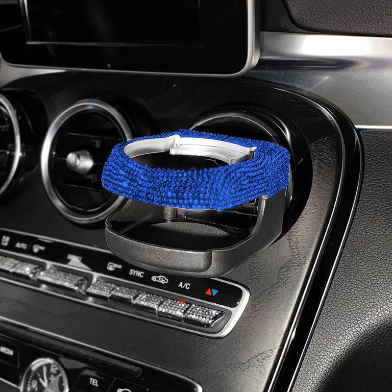 Diamond decorated car water cup holder bracket mounted on air vent