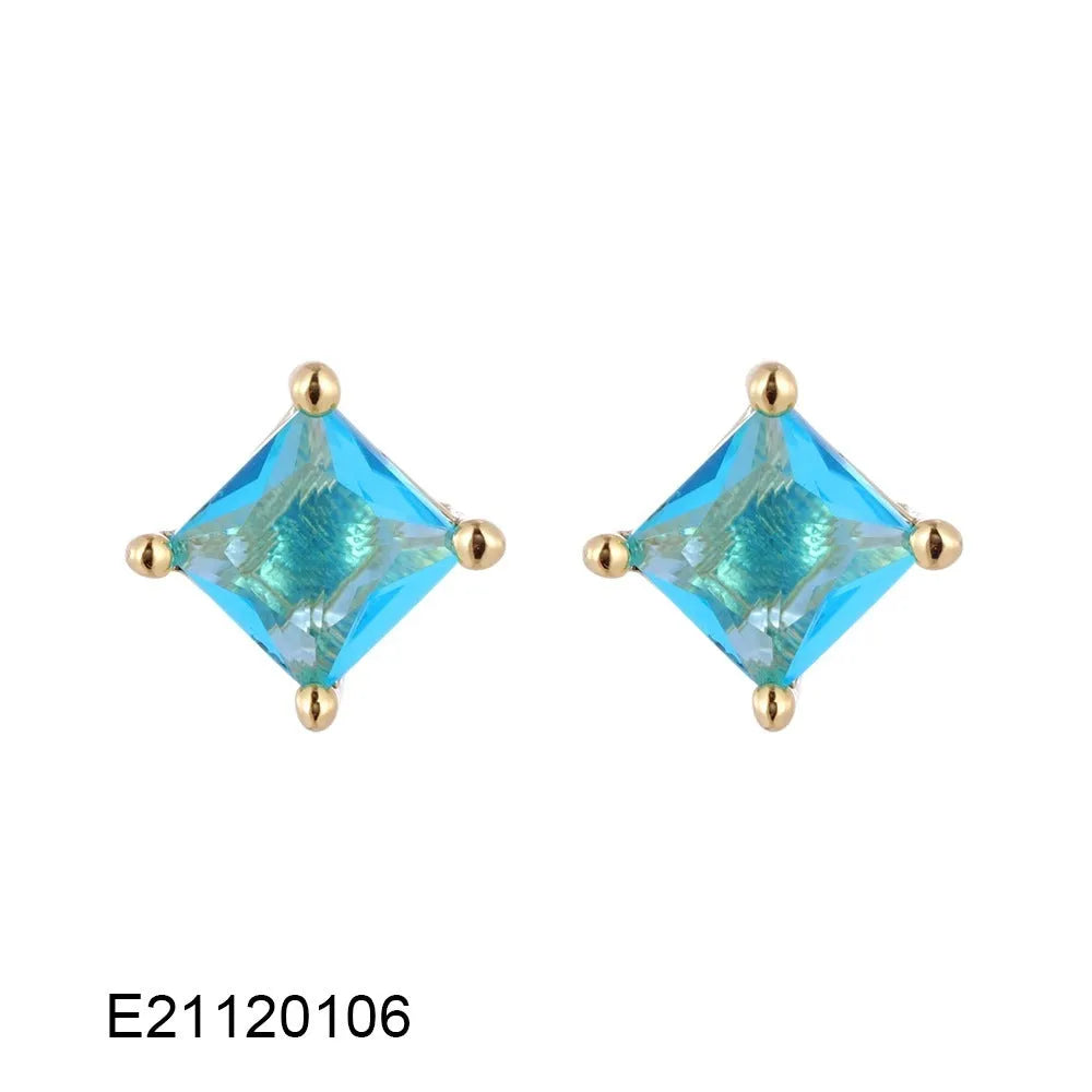 Gold-plated drop earrings with colourful zircon stones in pear shape