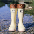 Couple PVC platform high tube rain boots in solid colour for outdoor camping waterproof non-slip