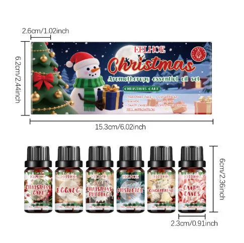 Christmas aromatherapy oil suit showing six 60ml bottles for home fragrance diffusion