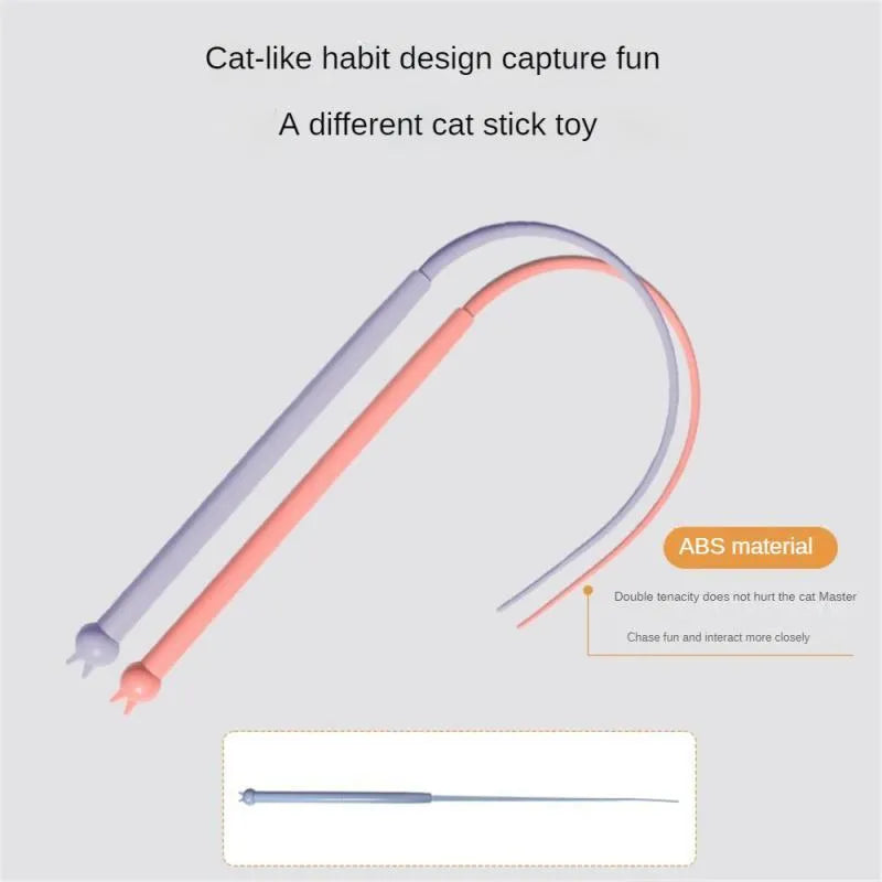 Blue cat teaser wand with silicone mouse tail measuring 80cm length