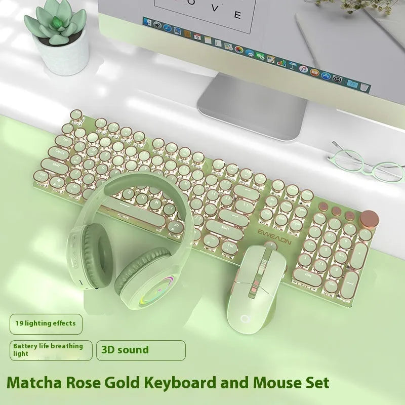 Matcha green mechanical gaming keyboard with multifunction knob on a desk