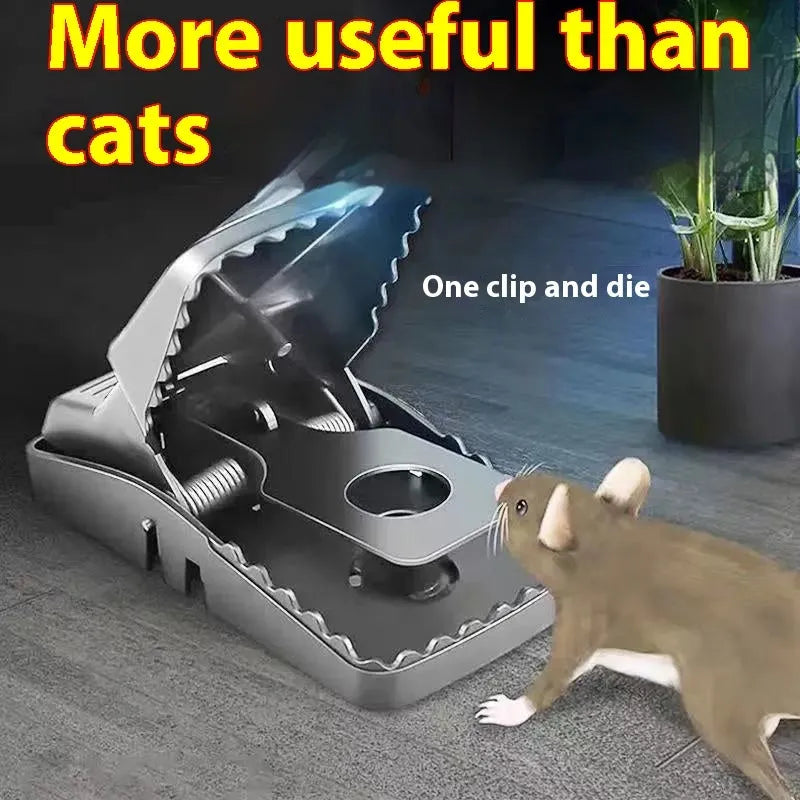 Automatic humane live-catch mouse trap in metal and plastic, shown in small, medium, and large sizes.