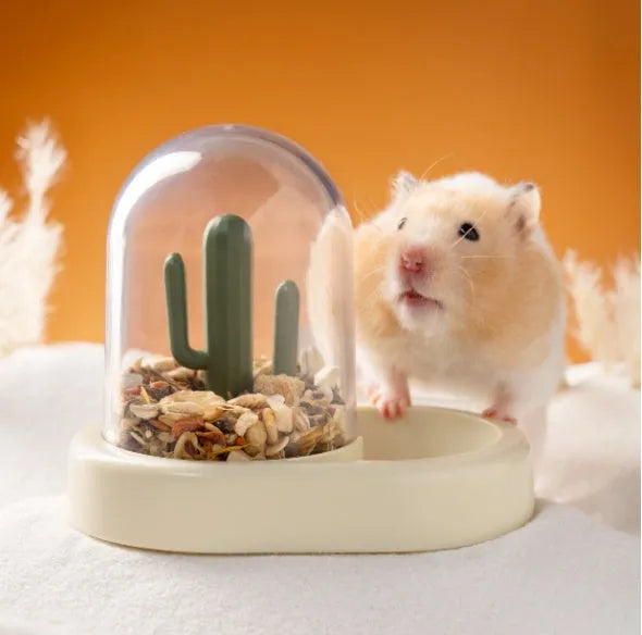 Home Hamster Creative Cactus Automatic Feeder 190ml in Vanilla Warm Yellow