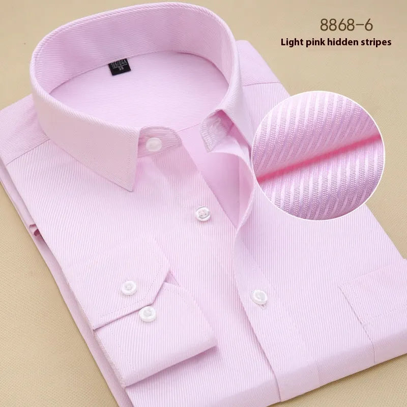 Men's black slim fit cotton business shirt with long sleeves and cardigan style